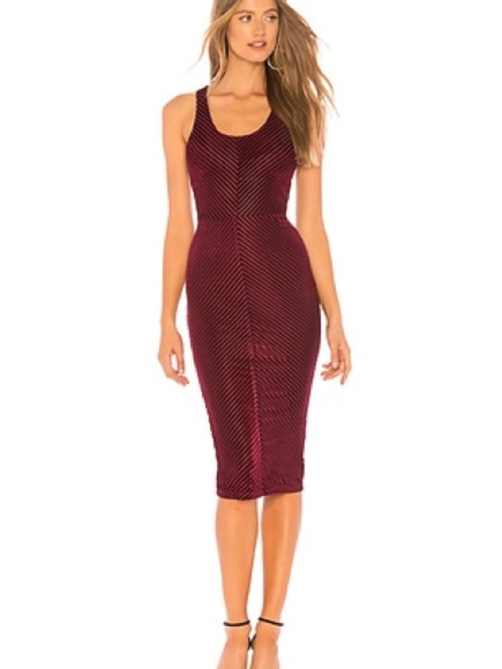 superdown Sleeveless Ribbed Midi Dress - Burgundy Wine